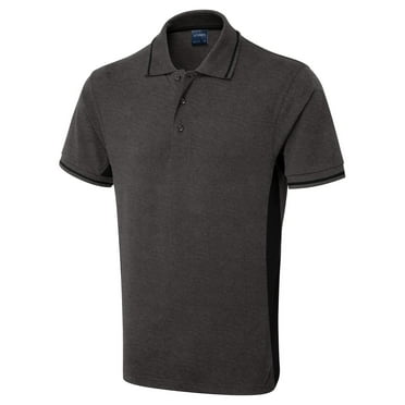 Uneek - Unisex Two Tone Polo Shirt - Charcoal/Black - Size M