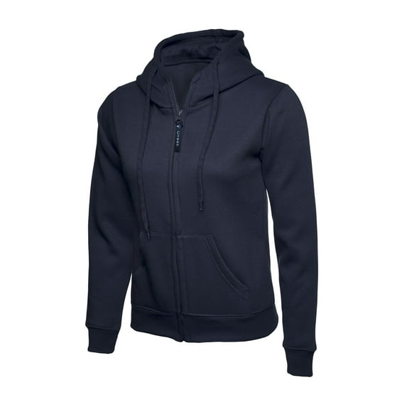 Uneek - Women's/Ladies Classic Full Zip Hooded Sweatshirt/Jumper - 50% Polyester 50% Cotton - Navy - Size XL