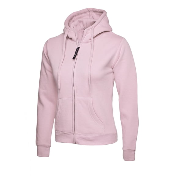 Uneek - Women's/Ladies Classic Full Zip Hooded Sweatshirt/Jumper - 50% Polyester 50% Cotton - Pink - Size L