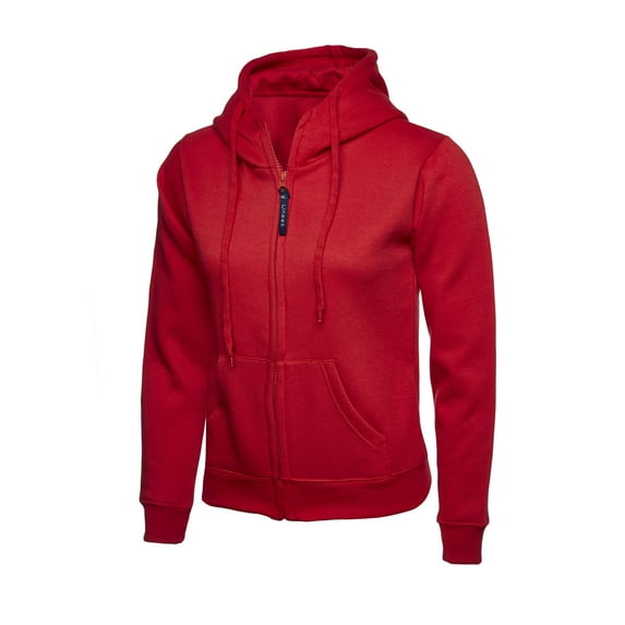 Uneek - Women's/Ladies Classic Full Zip Hooded Sweatshirt/Jumper - 50% Polyester 50% Cotton - Red - Size 3XL