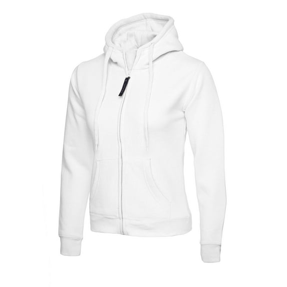 Uneek - Women's/Ladies Classic Full Zip Hooded Sweatshirt/Jumper - 50% Polyester 50% Cotton - White - Size XS