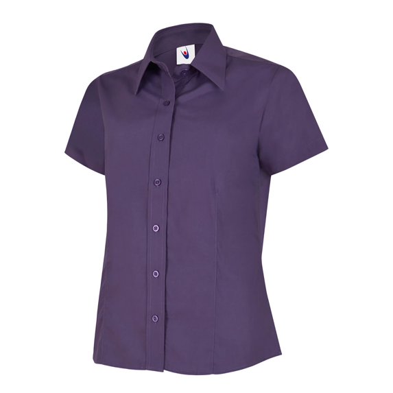 Uneek - Women's/Ladies Ladies Poplin Half Sleeve Shirt - 65% Polyester 35% Cotton Poplin - Purple - Size 2XL
