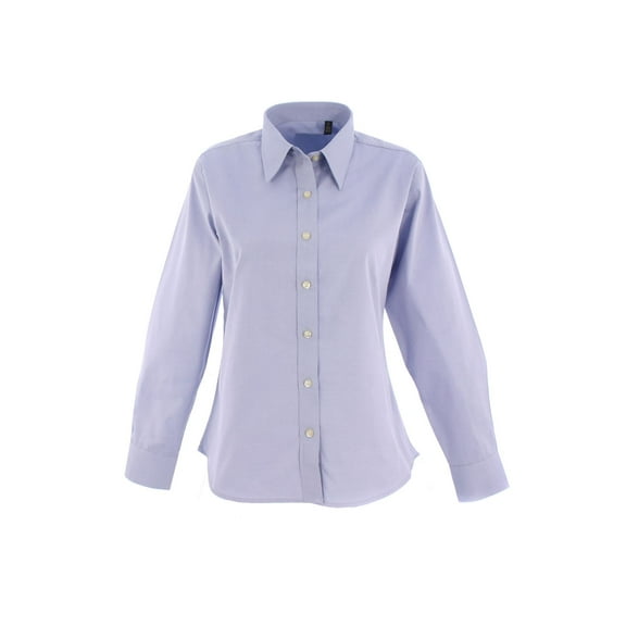 Uneek - Women's/Ladies Pinpoint Oxford Full Sleeve Shirt - Long Sleeve - Light Blue - Size S