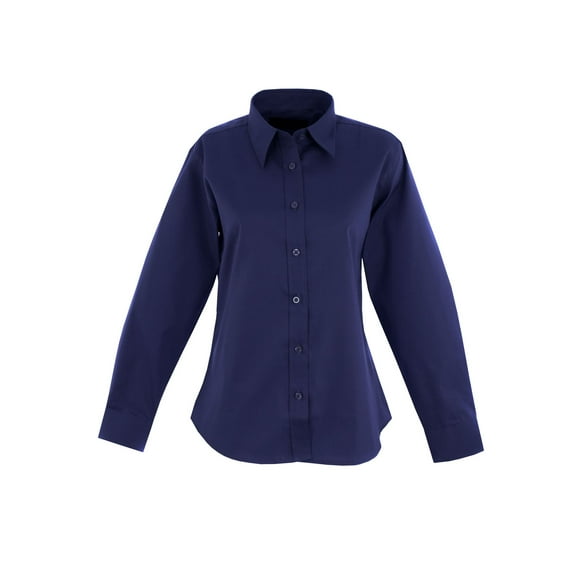 Uneek - Women's/Ladies Pinpoint Oxford Full Sleeve Shirt - Long Sleeve - Navy - Size L