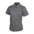 thumbnail image 1 of Uneek - Women's/Ladies Pinpoint Oxford Half Sleeve Shirt - 70% Combed Cotton - Charcoal - Size L, 1 of 1