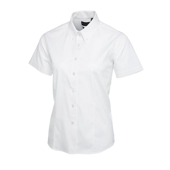 Uneek - Women's/Ladies Pinpoint Oxford Half Sleeve Shirt - 70% Combed Cotton - White - Size L