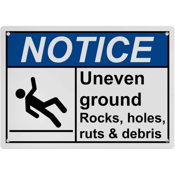 Uneven Ground Watch Your Step Sign, Industrial Caution Sign 8"x12" UV Resistant for Indoor Outdoor Workplace