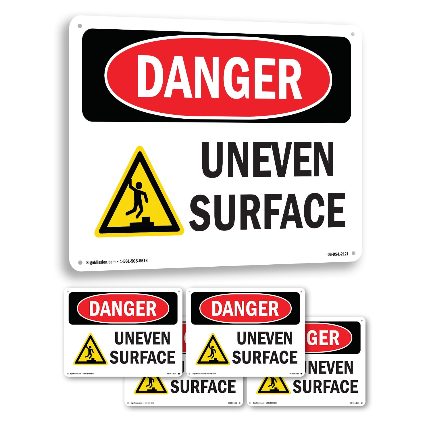 Uneven Surface OSHA Danger Rigid Plastic Sign 24 Inch x 18 Inch - 5 ...