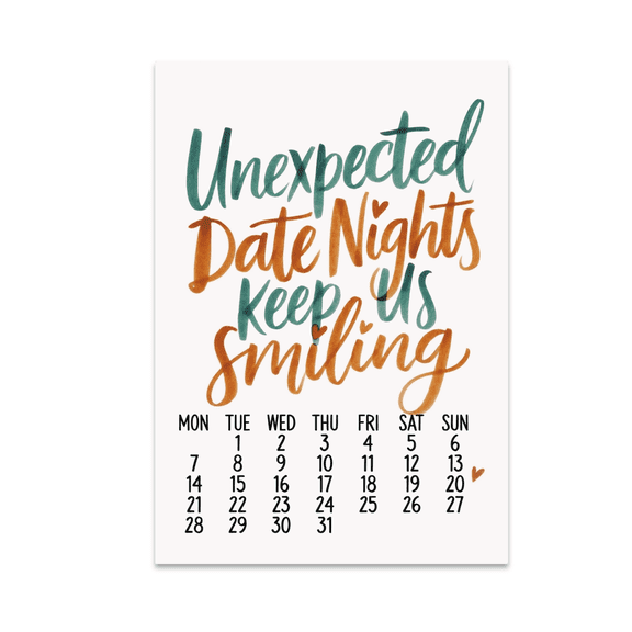 Unexpected Date Nights Keep Us Smiling - Couples Decor - 13x19 Poster Print
