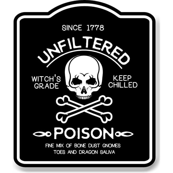 Unfiltered Poison Witch Halloween Skull BLACK Aluminium Composite Sign 8.5''x10''