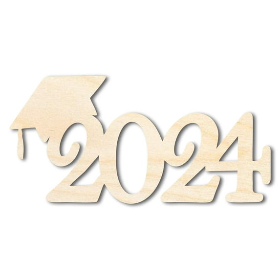 Unfinished 2024 Graduation Cap Silhouette | DIY Craft Cutout | up to 46" DIY 36" / 1/4"