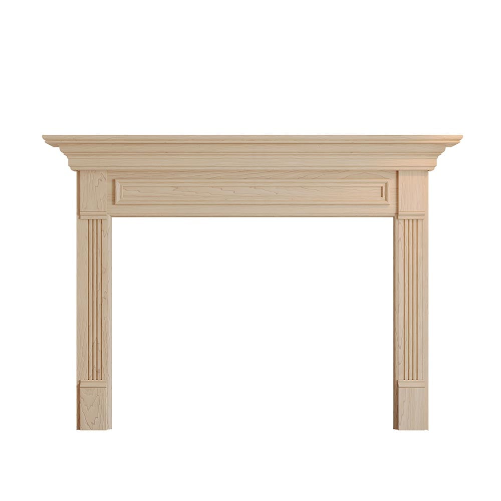 Unfinished 52 Inch x 39 Inch Wood Fireplace Mantel Surround Kit with