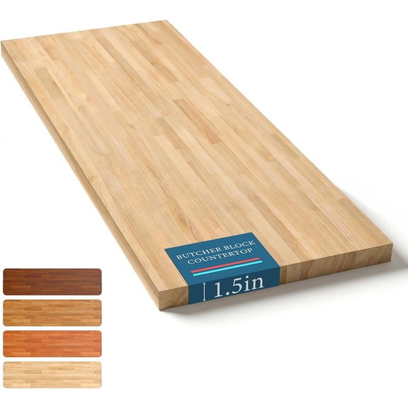 Unfinished Birch Butcher Block Countertop - Solid Wood Cutting Board for Kitchen Island, DIY Desk & Washer Dryer Top, Customizable Surface, 72" x 25" x 1.5" Thick