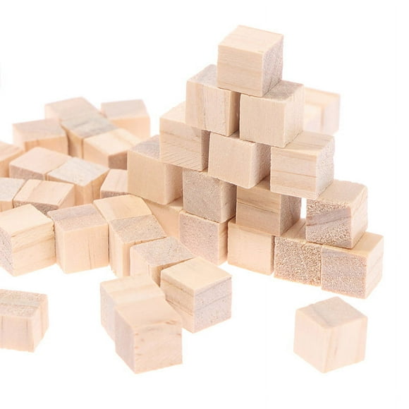 Unfinished Blank Mini DIY Wooden Square Blocks 1cm Wood Solid Cubes