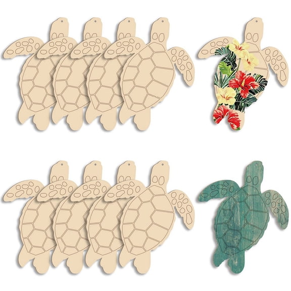 Unfinished Blank Wooden Pendants for Painting Arts Pyrography Home Decor with Hemp Rope Turtle 180x144.7x2.5mm Hole: 3mm