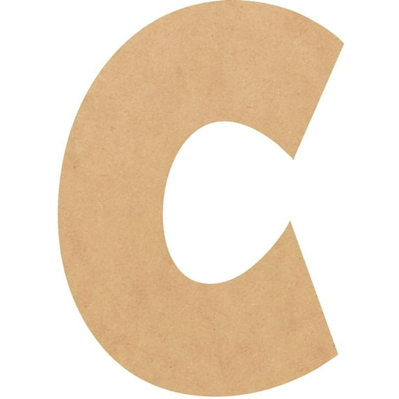 Unfinished Bold Wood Letter C, Craft Alphabet 8'' Tall MDF Wall Décor, Superboom Font