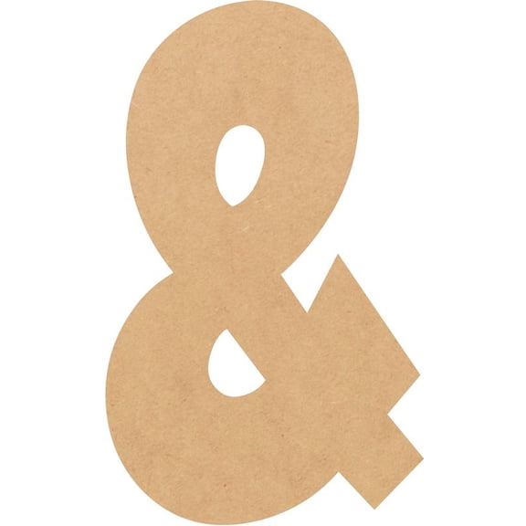 Unfinished Bold Wood Letter &, Craft Alphabet 10'' Tall MDF Wall Décor, Superboom Font