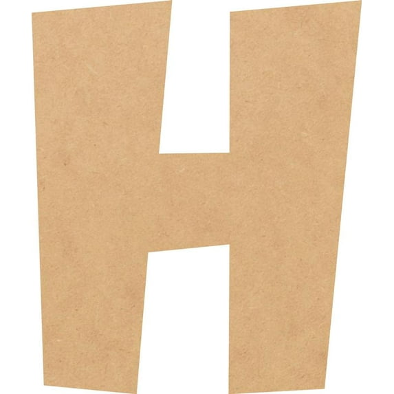 Unfinished Bold Wood Letter H, Craft Alphabet 10'' Tall MDF Wall Décor, Superboom Font