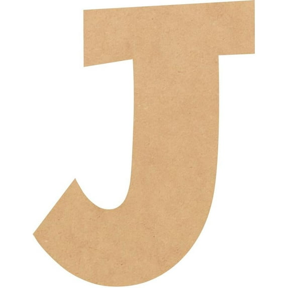Unfinished Bold Wood Letter J, Craft Alphabet 3'' Tall MDF Wall Décor, Superboom Font