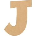 thumbnail image 1 of Unfinished Bold Wood Letter J, Craft Alphabet 7'' Tall MDF Wall Décor, Superboom Font, 1 of 3