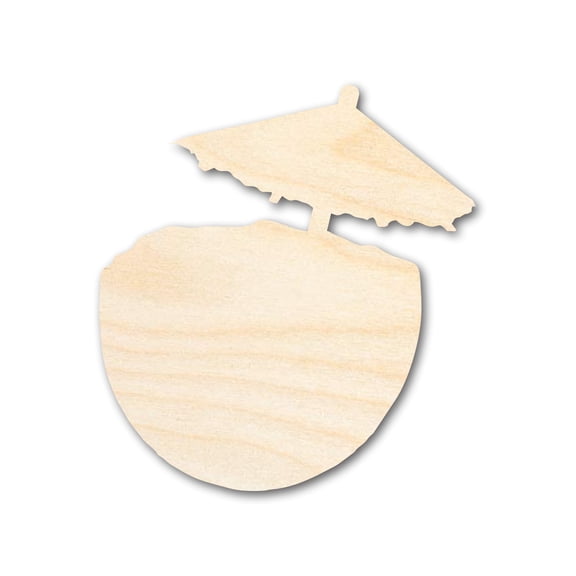 Unfinished Coconut Drink Shape | DIY Craft Cutout 4" / 1/2"