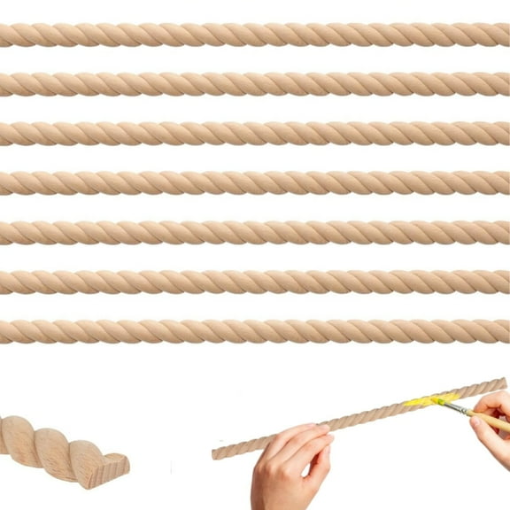 Unfinished Decorative Wood Trim,15.75inch Portable Twist Wood Trim Molding,Durable Cute DIY Trim for Shelf,Window,Door,Pack of 12