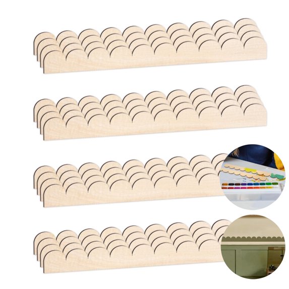 Unfinished Decorative Wood Trim,18 Pack Scalloped Wood Molding,Shelf and Window DIY Decoration for Cabinet,Shelf,Door,Frames,1.6x15.8In