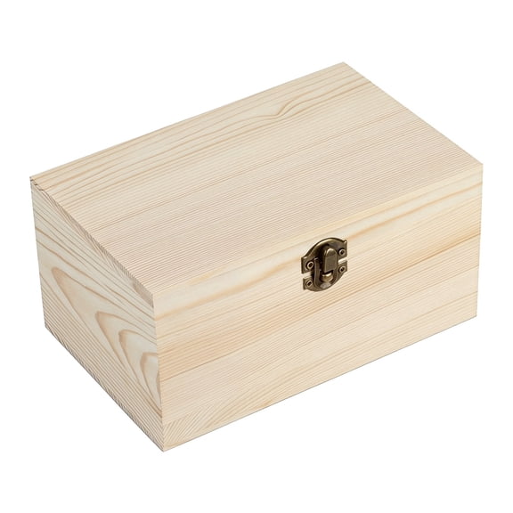 Unfinished Empty Wood Box with Hinged Lid - 7.87 in × 5.12 in × 3.94 in Smooth Unpainted Wooden Storage Box for Crafts, Jewelry, DIY Painting, Gift Packaging