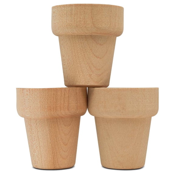 Unfinished Flower Pot Half 1-15/16 x 1-inch, Pack of 6 Paint a Flower Pot with Small Craft Flowers for Signs, by Woodpeckers