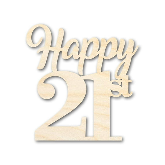 Unfinished Happy Twenty First Shape | DIY Craft Cutout 30" / 1/2"