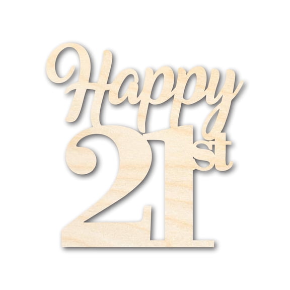Unfinished Happy Twenty First Shape | DIY Craft Cutout 30" / 3/4"