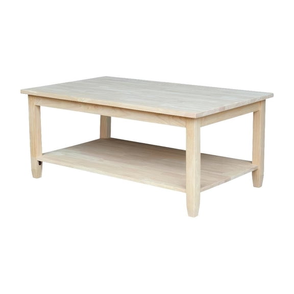 Unfinished Hardwood Coffee Table with Durable Construction and Smooth Surface