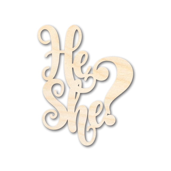 Unfinished He She Sign Shape | DIY Craft Cutout 12" / 1/8"