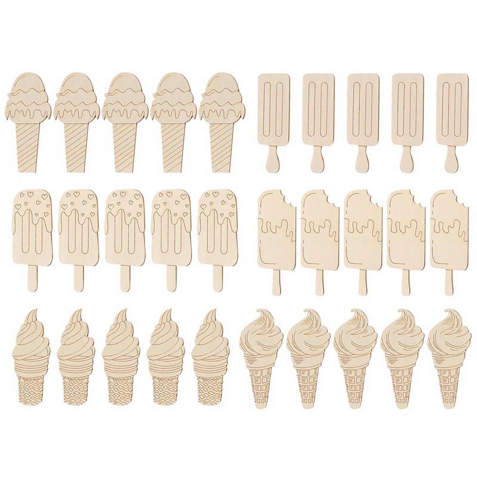 Unfinished Ice Cream Wood Cutouts Summer DIY Wood Cutouts - Walmart.com