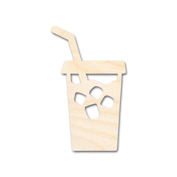 Unfinished Iced Coffee Shape | DIY Craft Cutout 5" / 1/4"