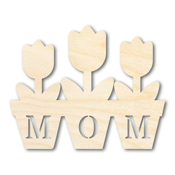 Unfinished Mom Flower Pot Shape | DIY Craft Cutout 7" / 1/8"