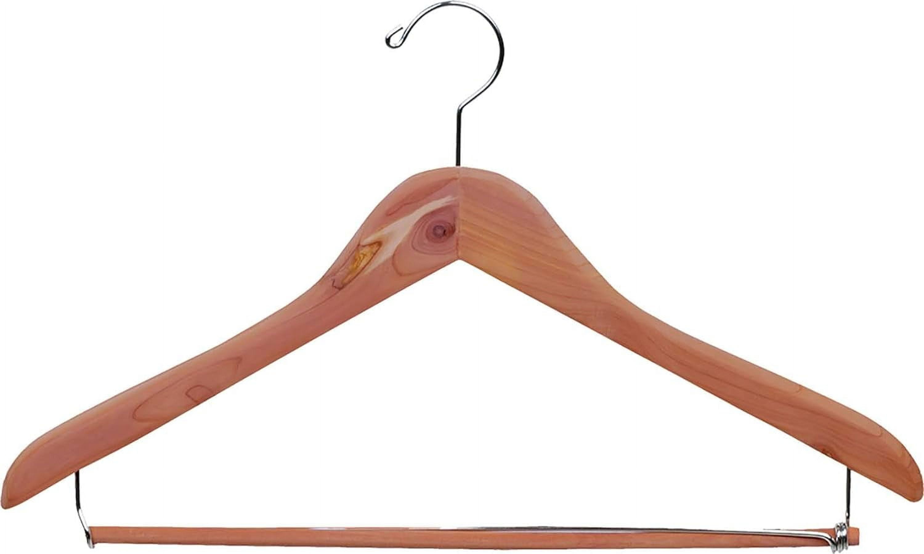 Unfinished Natural Red Cedar Wood Suit Hanger with Locking Bar in 17