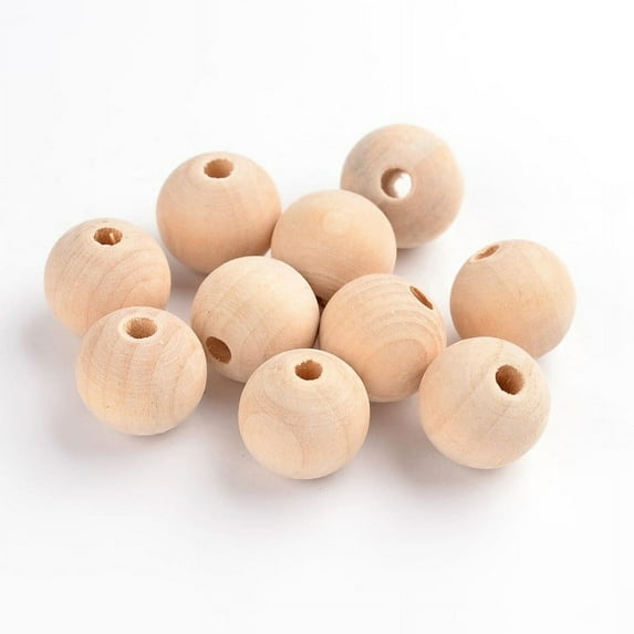 Unfinished Natural Wood Beads Spacer Beads for DIY Macrame Rosary Jewelry Lead Free Round Moccasin 16x14~15mm Hole: 3mm