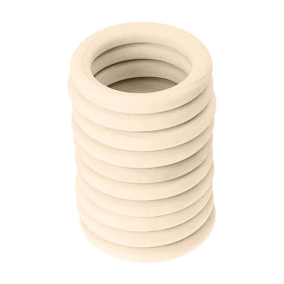 Unfinished Natural Wood Rings, Smooth Round Wooden Hoops for DIY Macrame Projects and Handbag Fastener Accessories for Home Crafting and Holiday Decor 10 Pack, 2.76In