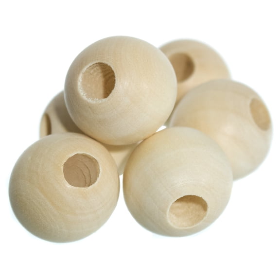 Unfinished Natural Wood Spacer Beads - Available in Multiple Sizes and Packs of 6, 12, 20, 25, 30, and 50 - Ideal for DIY Crafting Bracelets, Necklaces, Home Decoration