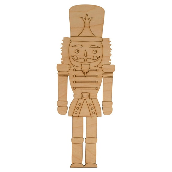 Unfinished Nutcracker Wood Cutout 8 inch, Pack of 5 Large Nutcracker Christmas Decorations for Door Hangers & Crafts, by Woodpeckers