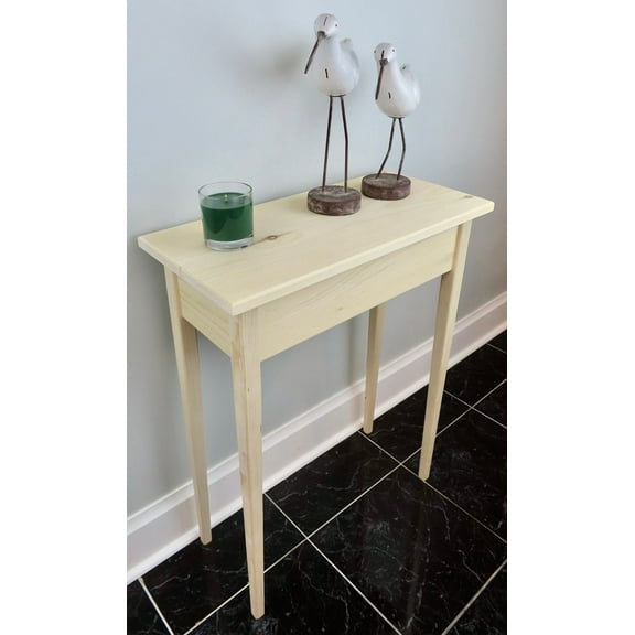 Unfinished Pine Shaker Console Sofa Wall Table With Tapered Legs-24" long x 11.25" deep x 30" tall