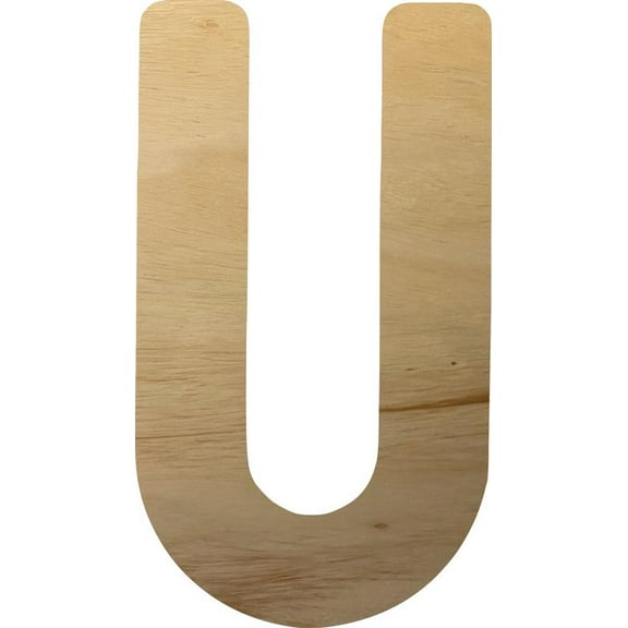 Unfinished Real Wood Letter, Paintable 8'' tall Craft Letter U, Kids Crafting Letter