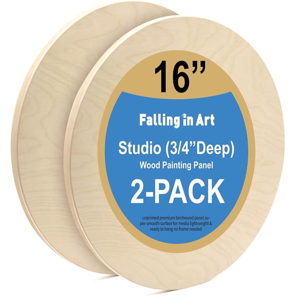 Unfinished Round Birch Wood Canvas Panels 16 Inch 2 Pack 3 4 Inch Deep Cradle Boards