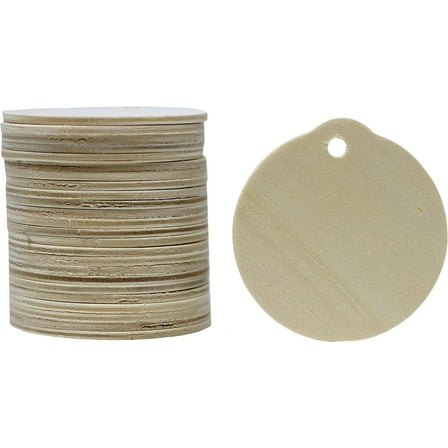 Unfinished Round Wood Christmas Ornaments - 2.5 Inch Round Slices, Ready to Paint or Decorate DIY Christmas Ornaments Hanging Decorations | 50 Pieces