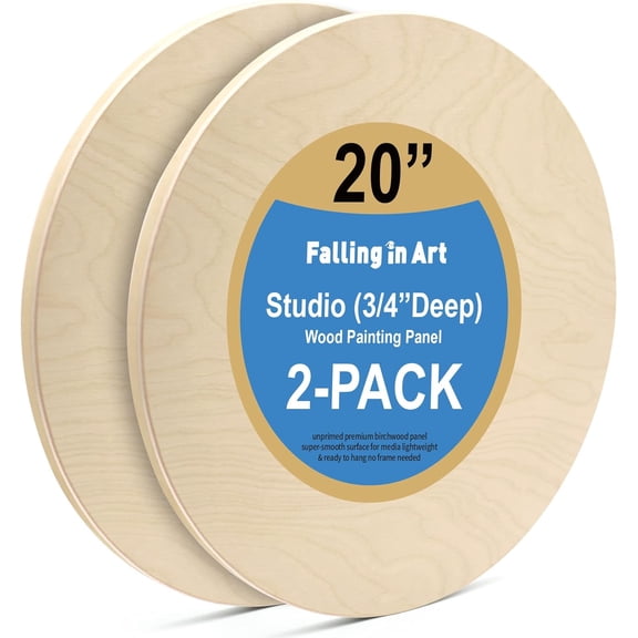 Unfinished Round Wood Panels 20 Inch Diameter 3 4 Inch Deep Cradle Boards 2 Pack