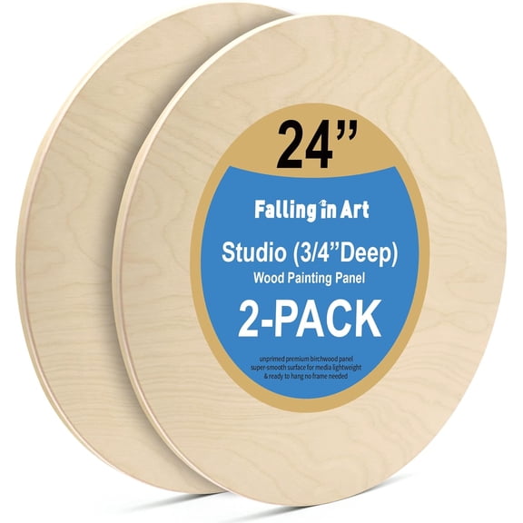 Unfinished Round Wood Panels Kit 24 Inch Diameter 3 4 Inch Deep Cradle Boards 2 Pack