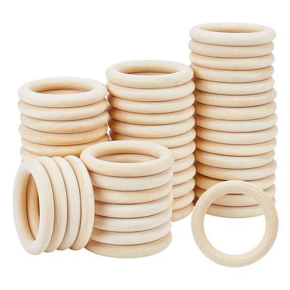Unfinished Schima Wood Rings for DIY Accessories Hanging Loops Curtain Rings Wedding Favor Boxes Handle Loops White 69.5x10mm Inner Diameter: 49.5mm
