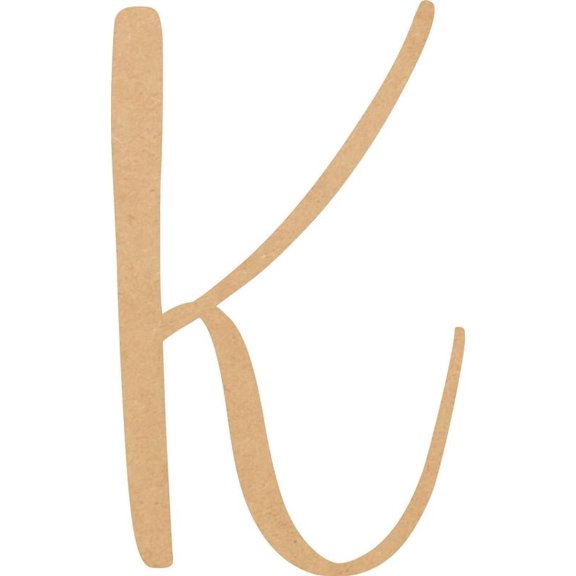 Unfinished Script Wood 10'' Tall Nicholia Letters Alphabet K, Paintable Craft