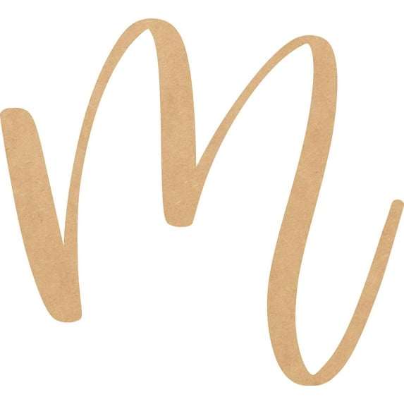 Unfinished Script Wood 14'' Tall Nicholia Letters Alphabet M, Paintable Craft